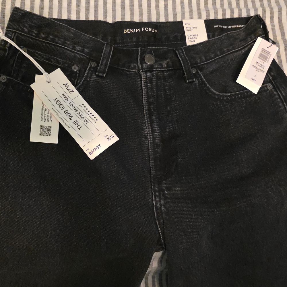 Denim Forum The '90s Iggy Lo-Rise Baggy Jean Size 27 NWT $128 "Black Eyeliner" - Picture 15 of 16